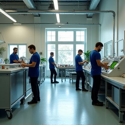 L’équipe de Nettoyage Élégant en plein travail dans l’atelier moderne